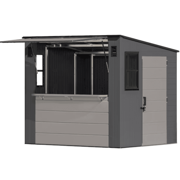 Suncast Cabana Entertainment Shed 8 ft. x 7 ft. Resin Storage Shed (Floor Included)