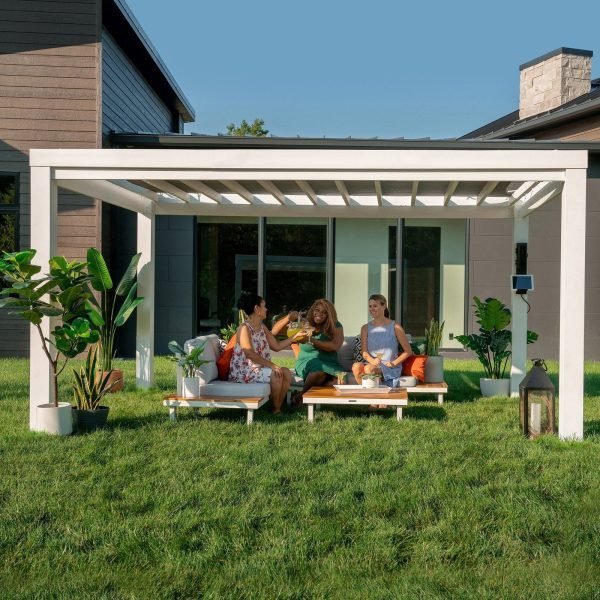 14×10 Windham Modern Steel Pergola With Sail Shade Soft Canopy