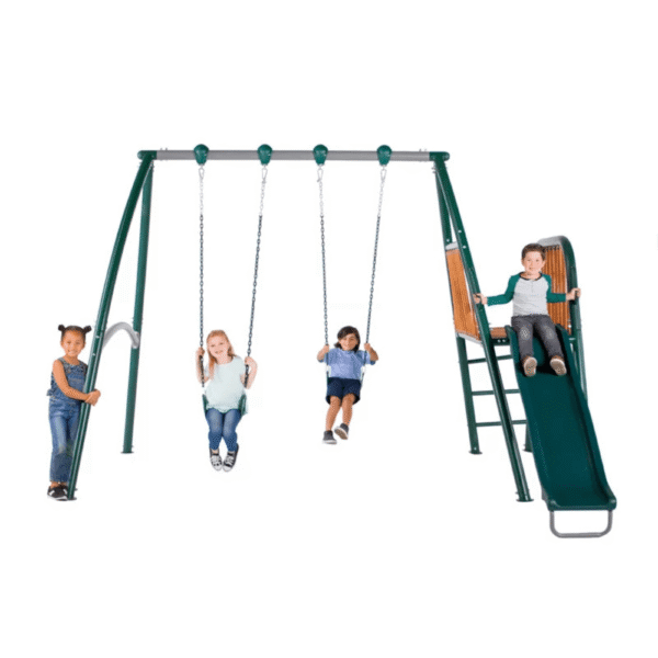 Sportspower Alta Oaks 10′ Heavy Duty Swing Set with Lifetime Warranty on 6′ Double Wall Slide